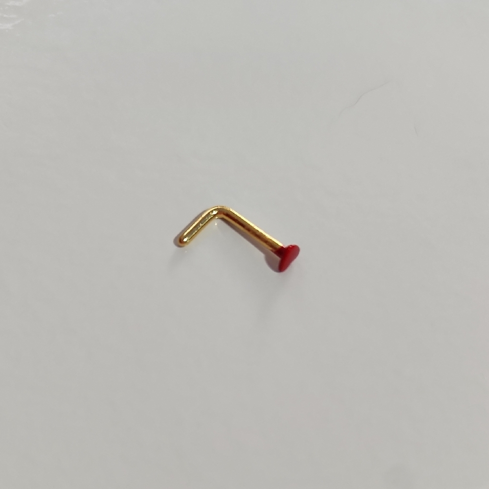 Gold and Red Heart Nose Stud